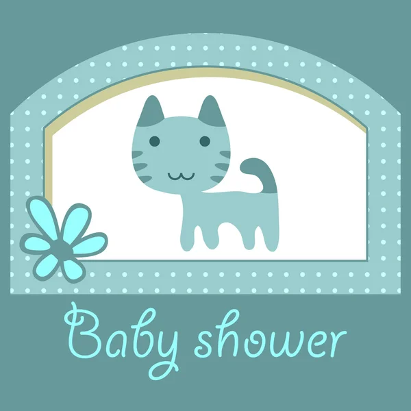 Cute baby shower card with little kitty — Stock Vector