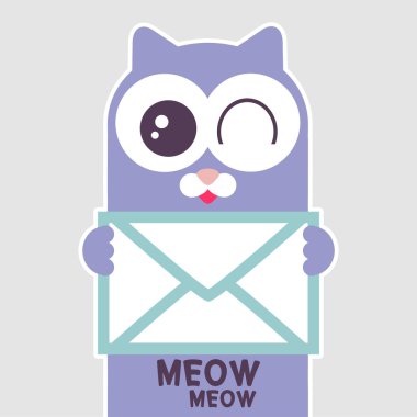 sevimli kedi bir mektup holding