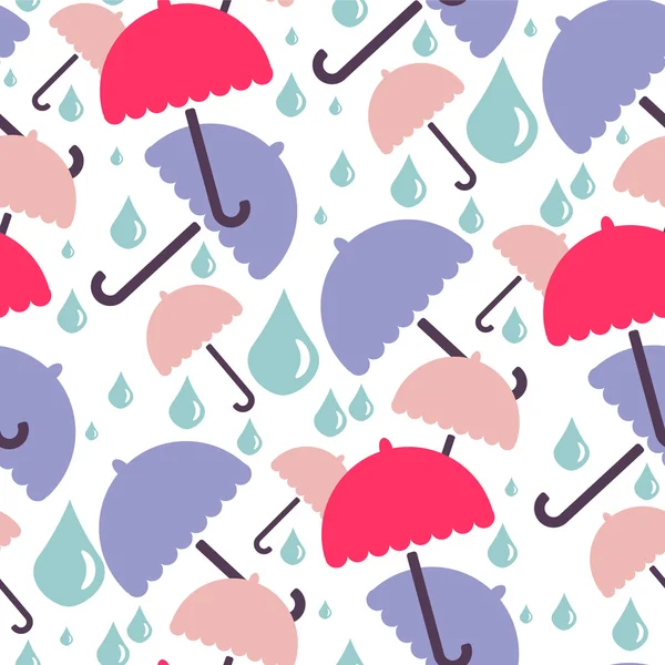 Niedliche nahtlose Muster mit Regenschirmen — Stockvektor