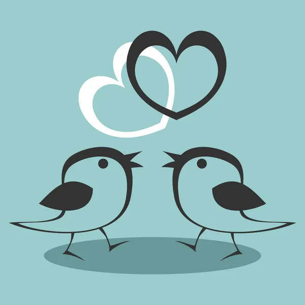 Dos lindos pájaros enamorados — Vector de stock