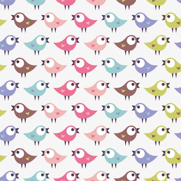Seamless pattern with cute little birds — Stock Vector