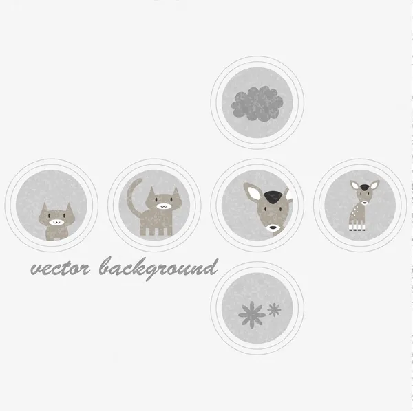 Bonito decorativo fundo com fawn e kitty — Vetor de Stock