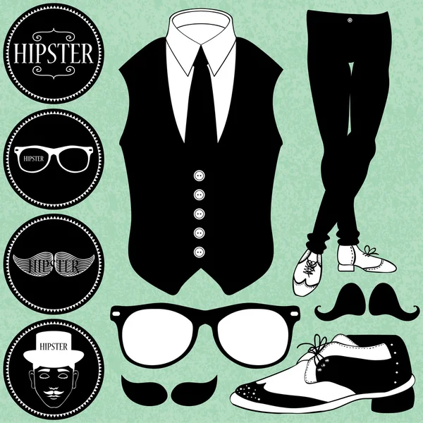 Conjunto de vários elementos de estilo hipster — Vetor de Stock