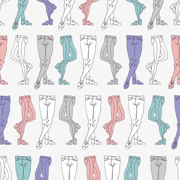 Modèle sans couture avec les jambes dans un pantalon maigre — Image vectorielle