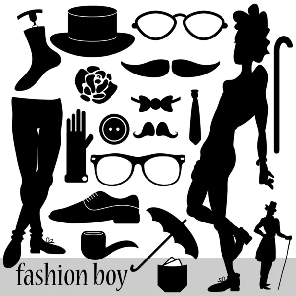 Fashion elements for boys set — Stock Vector