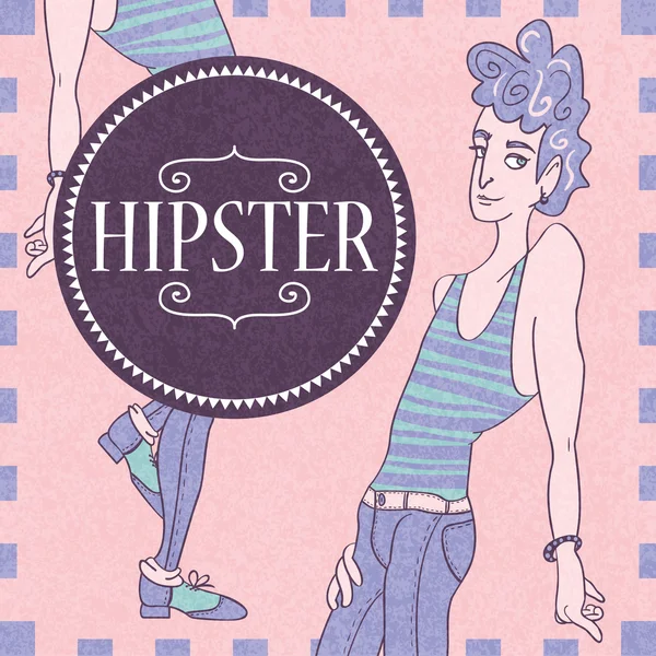 Όμορφη hipster αγόρι με στενά τζιν — Διανυσματικό Αρχείο