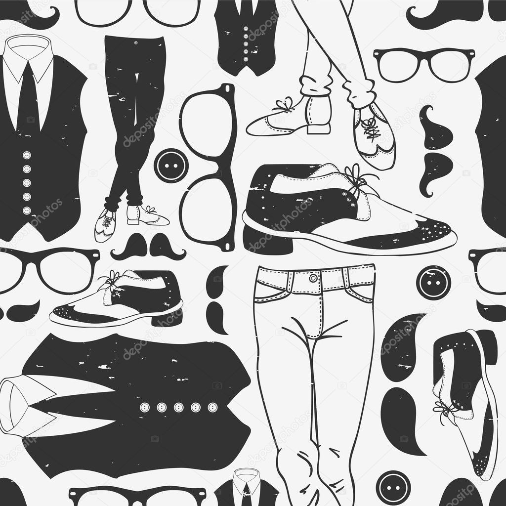 Seamless pattern with hipster elements