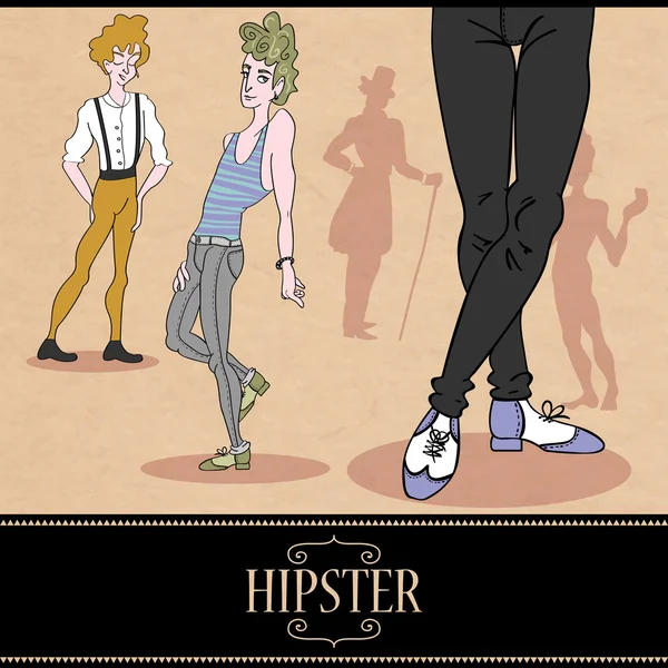 Kaart design met mooie hipster jongens — Stockvector