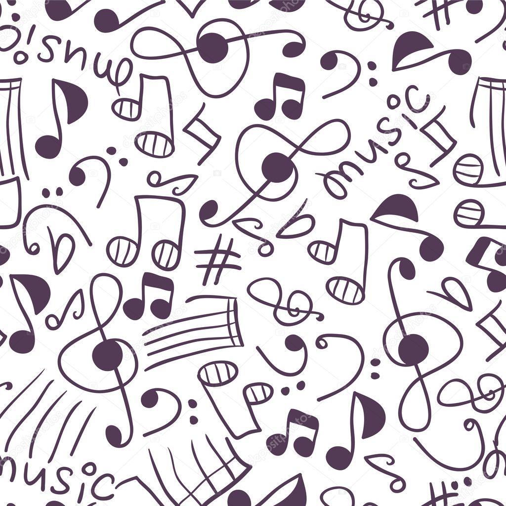 Seamless pattern with various music signs
