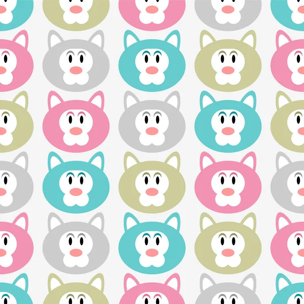 Seamless pattern with cute kitty faces — Stock Vector