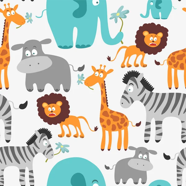 Söta seamless mönster med afrikanska djur — Stock vektor