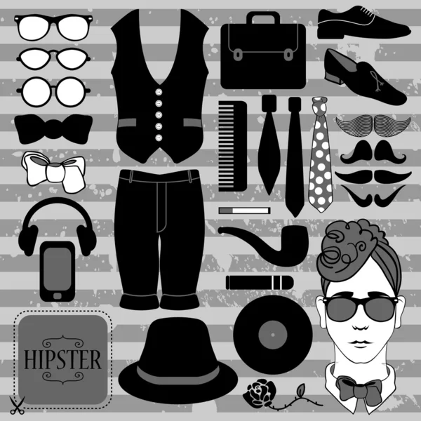 Set van diverse stijlvolle hipster accessoires — Stockvector