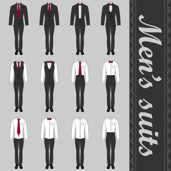 Conjunto de trajes de varios hombres — Vector de stock