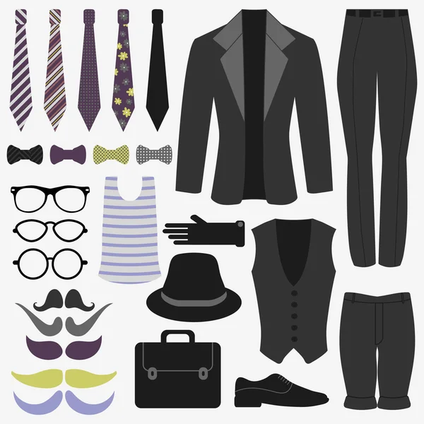 Aantal mannen kleding en accessoires — Stockvector