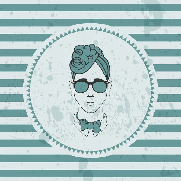 Retro hipster yüzünü kartıyla — Stok Vektör