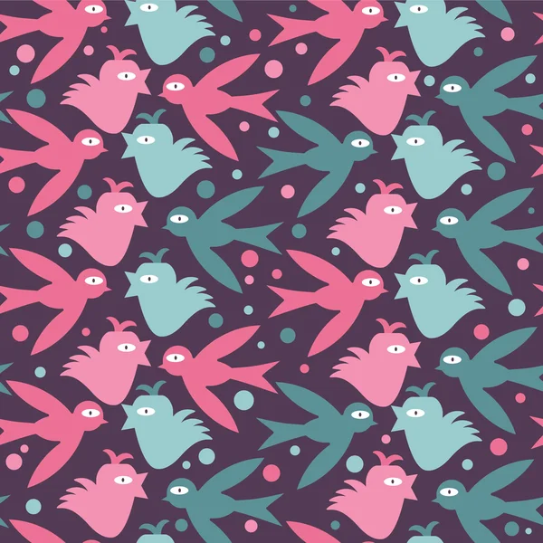 Motif sans couture avec des oiseaux mignons — Image vectorielle