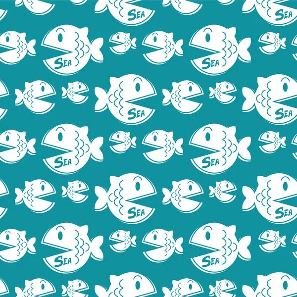 Seamless pattern with funny fish — Stock Vector