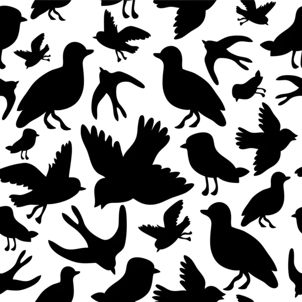 Patrón sin costuras con siluetas de aves — Vector de stock