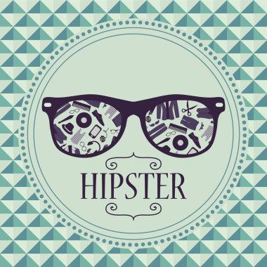 hipster kartı gözlük ile çeşitli giyim ve aksesuarları