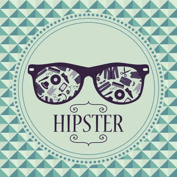 Hipster kartı gözlük ile çeşitli giyim ve aksesuarları — Stok Vektör