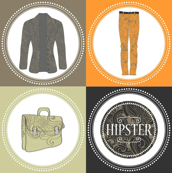 Hipster Kleidung dekoratives Set — Stockvektor