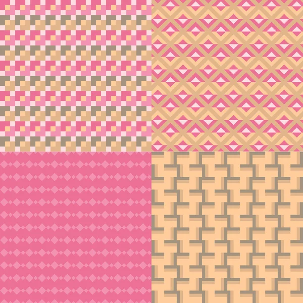 Four cute geometric seamless patterns — Stock Vector