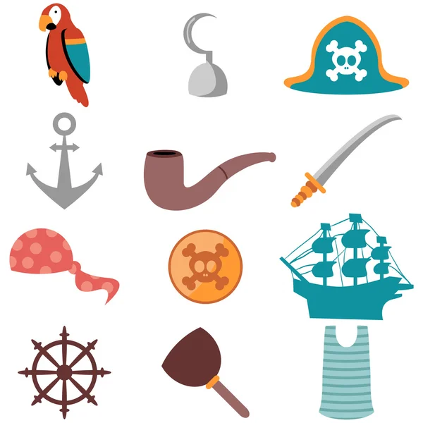 Conjunto de varios iconos piratas — Archivo Imágenes Vectoriales