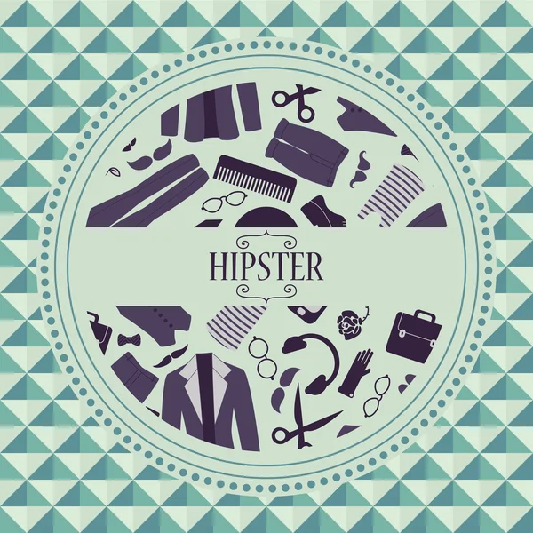 Hipster kaart met verschillende kleding en accessoires — Stockvector