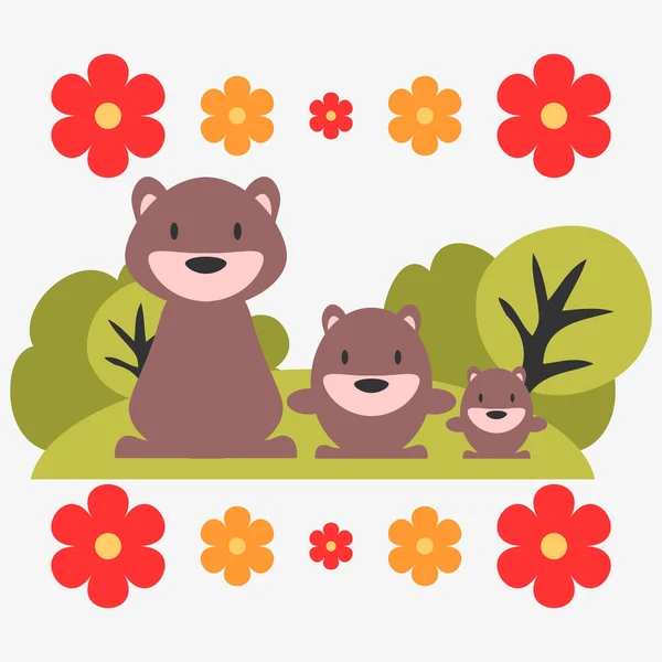 Illustration of three cute bears — Stock Vector