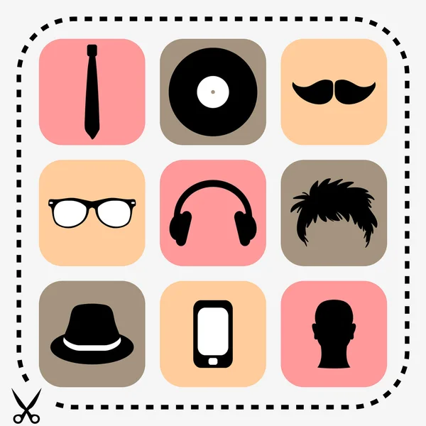 Set van stijlvolle hipster pictogrammen — Stockvector