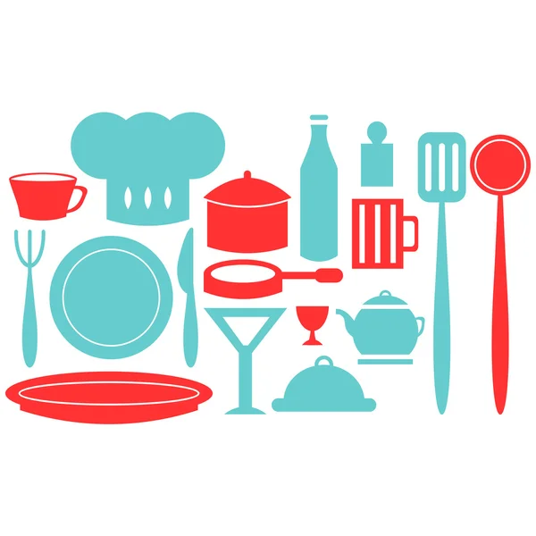 Ensemble de divers éléments pour la cuisine — Image vectorielle