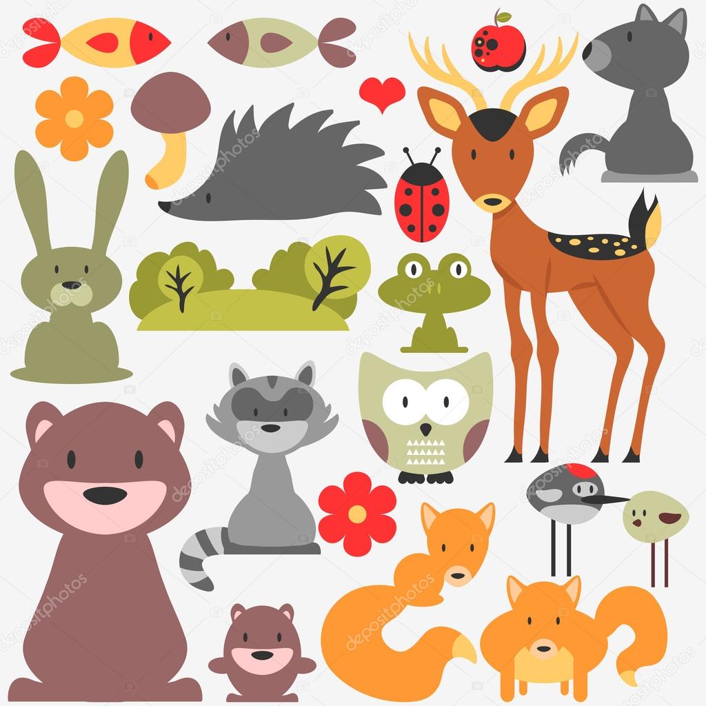 Set of cute wild animals