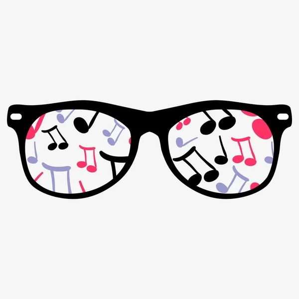 Tarjeta Hipster con gafas y textura musical — Vector de stock