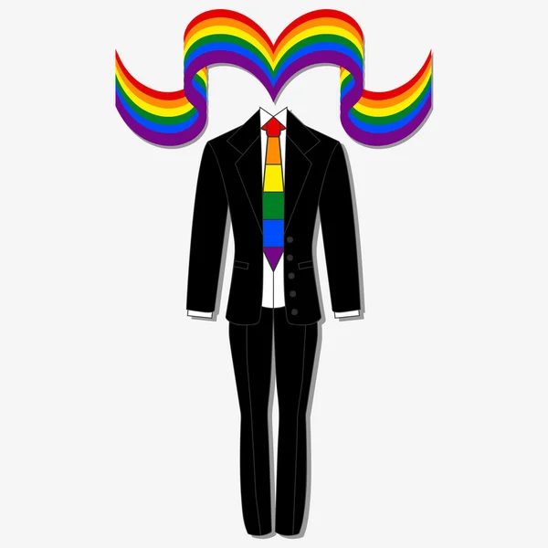 Traje masculino con corbata de arco iris ilustración LGBT — Vector de stock