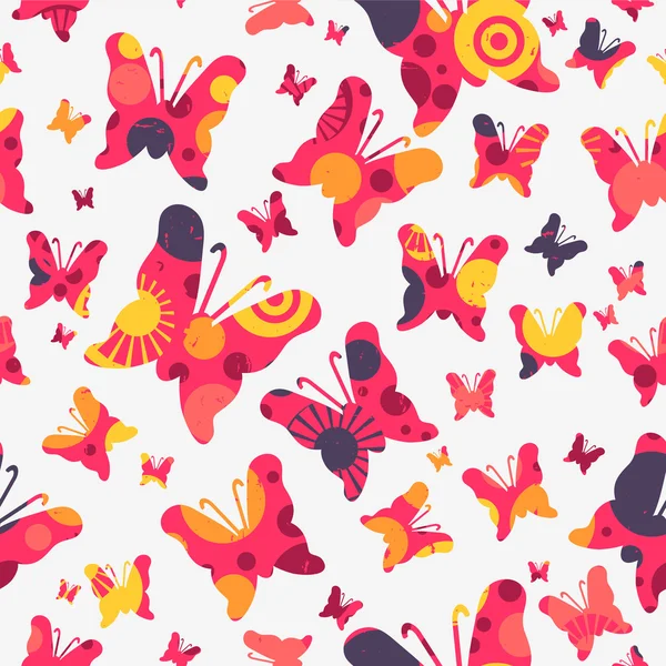 Płynny wzór z kolorowych motyli — Wektor stockowy