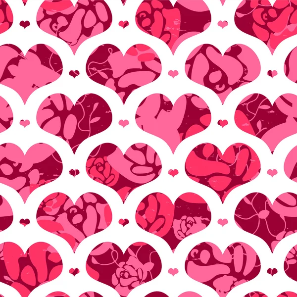 Romantisches nahtloses Muster mit Herzen — Stockvektor