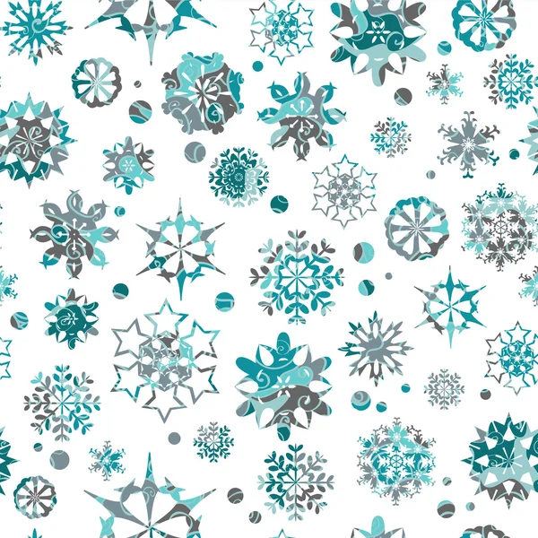 Patrón sin costuras de invierno con copos de nieve — Vector de stock