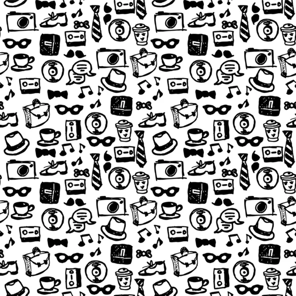 Hipster elements seamless pattern design — Stock Vector