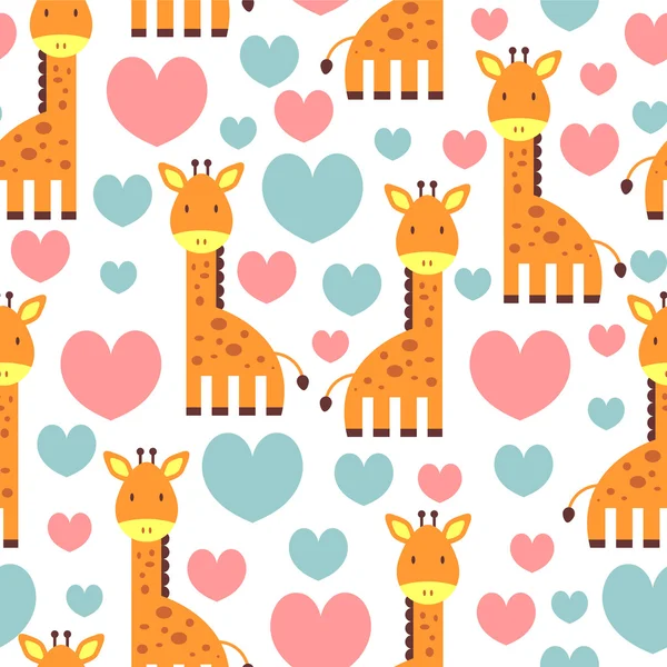 Lovely giraffe cute seamless pattern — Stock Vector