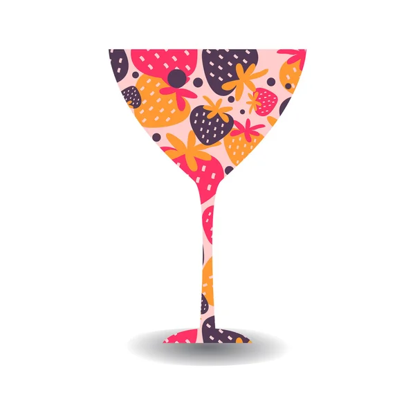 Illustration d'un cocktail dans un verre à vin — Image vectorielle