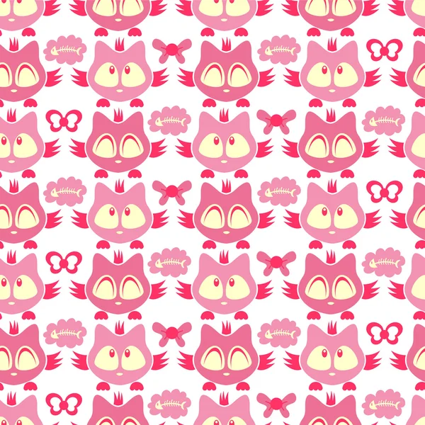 Seamless pattern with cute kittens — Stock Vector