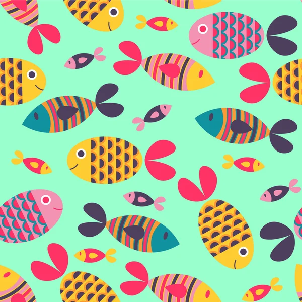 Modèle sans couture avec des poissons colorés — Image vectorielle