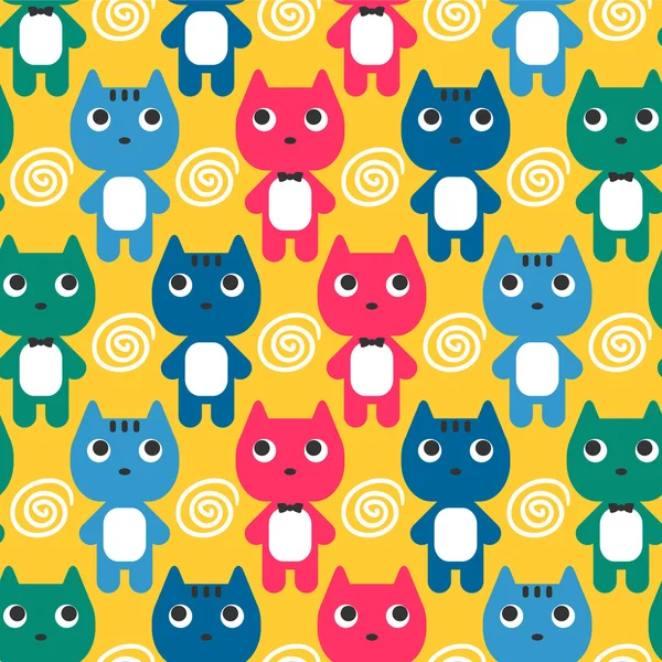 Modèle sans couture avec chatons colorés — Image vectorielle