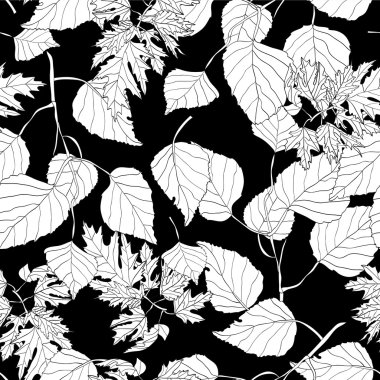 tek renkli seamless modeli yaprakları ile