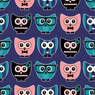 Dikişsiz şirin ile çeşitli baykuşlar desen