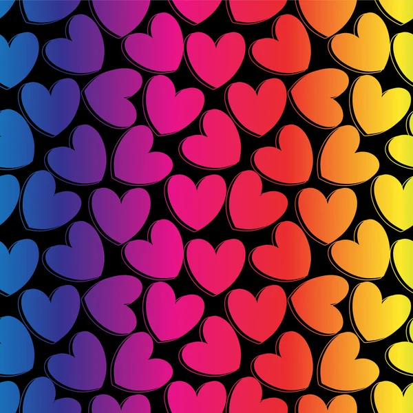 Plantilla de fondo romántico arco iris con corazones — Vector de stock