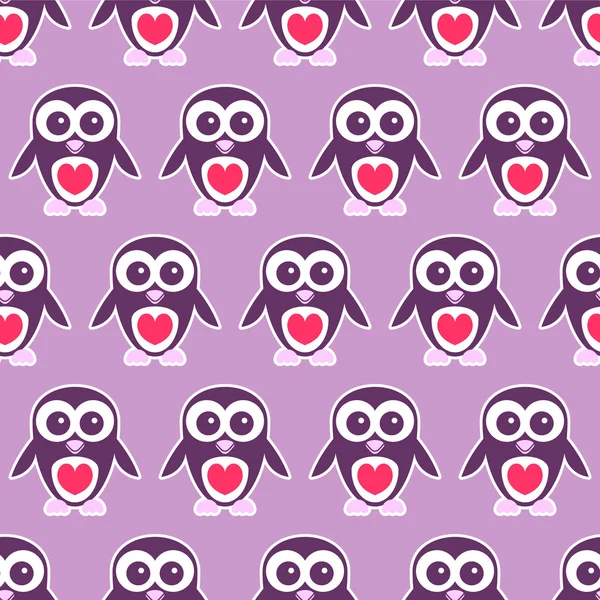 Cute seamless pattern with little penguins — Stock Vector