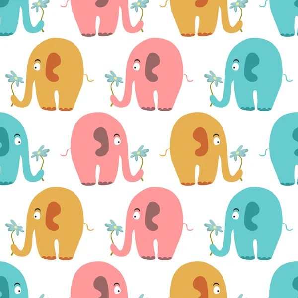 Seamless pattern with cute colorful animals — Stock Vector