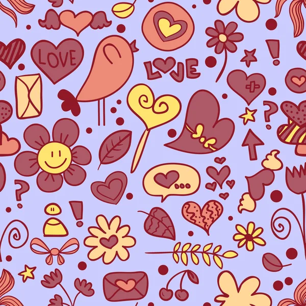 Cute doodles sweet seamless pattern — Stock Vector