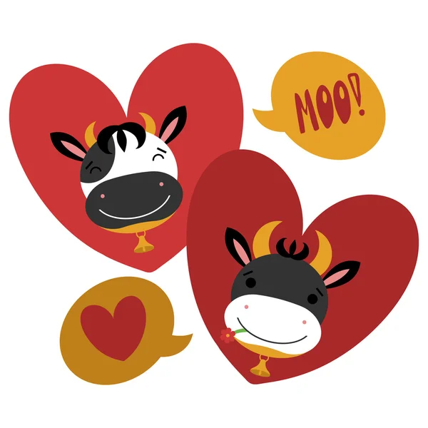 Two cute cows in love — Stock Vector